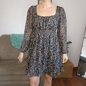 Amaryllis Floral Tea Time Mini Dress Size Medium